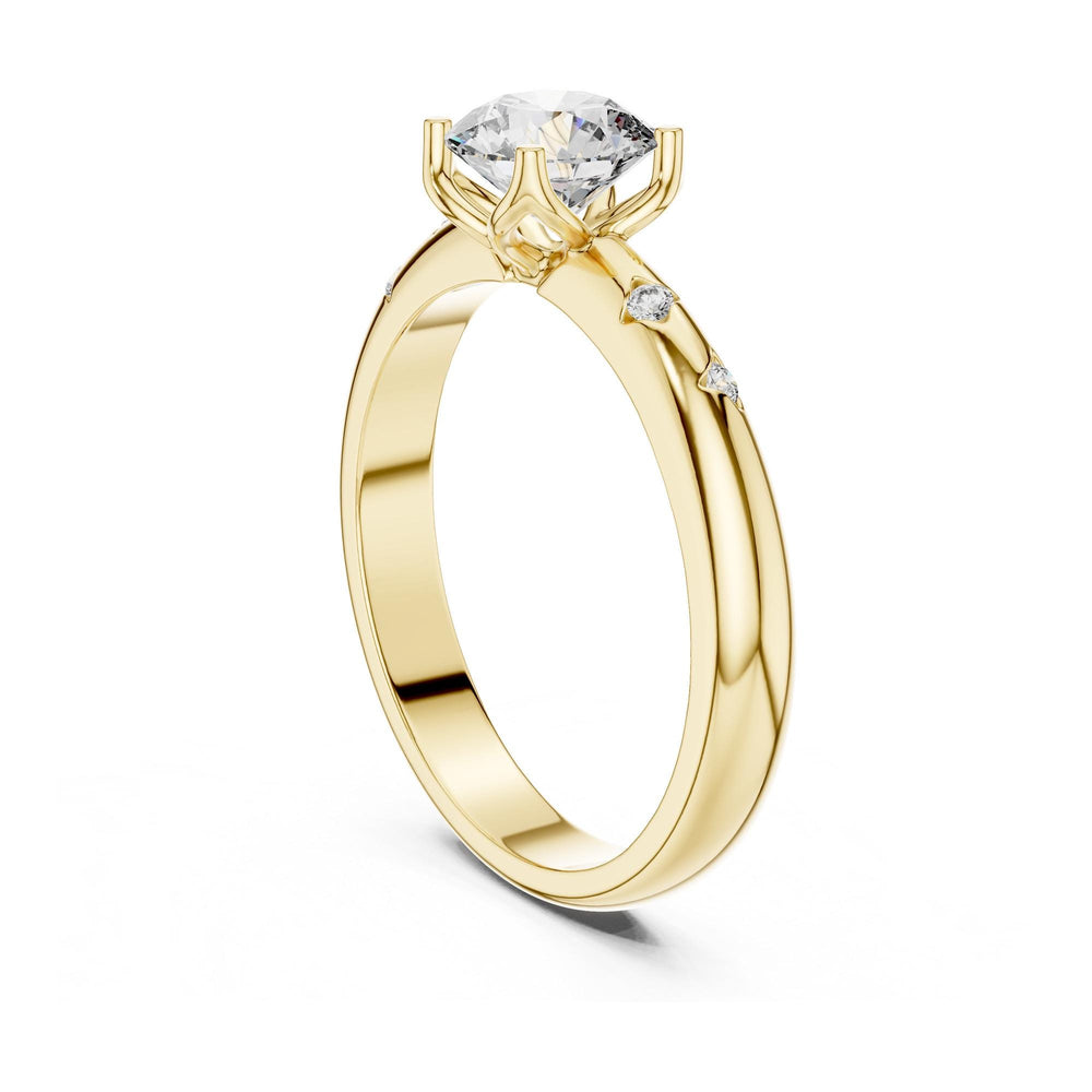 Round Cut Lab Grown Diamond Solitaire Ring, 0.89ct Total, Solid Gold