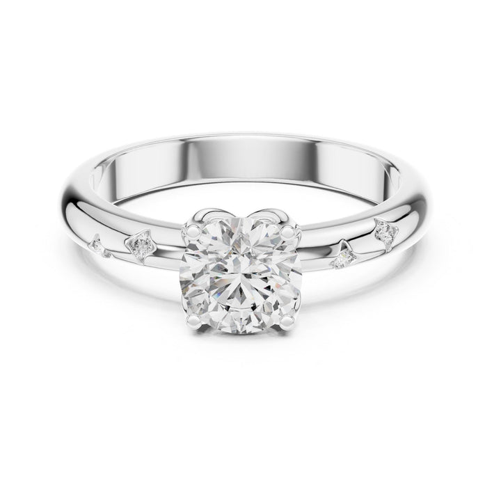 Round Cut Lab Grown Diamond Solitaire Ring, 0.89ct Total, Solid Gold