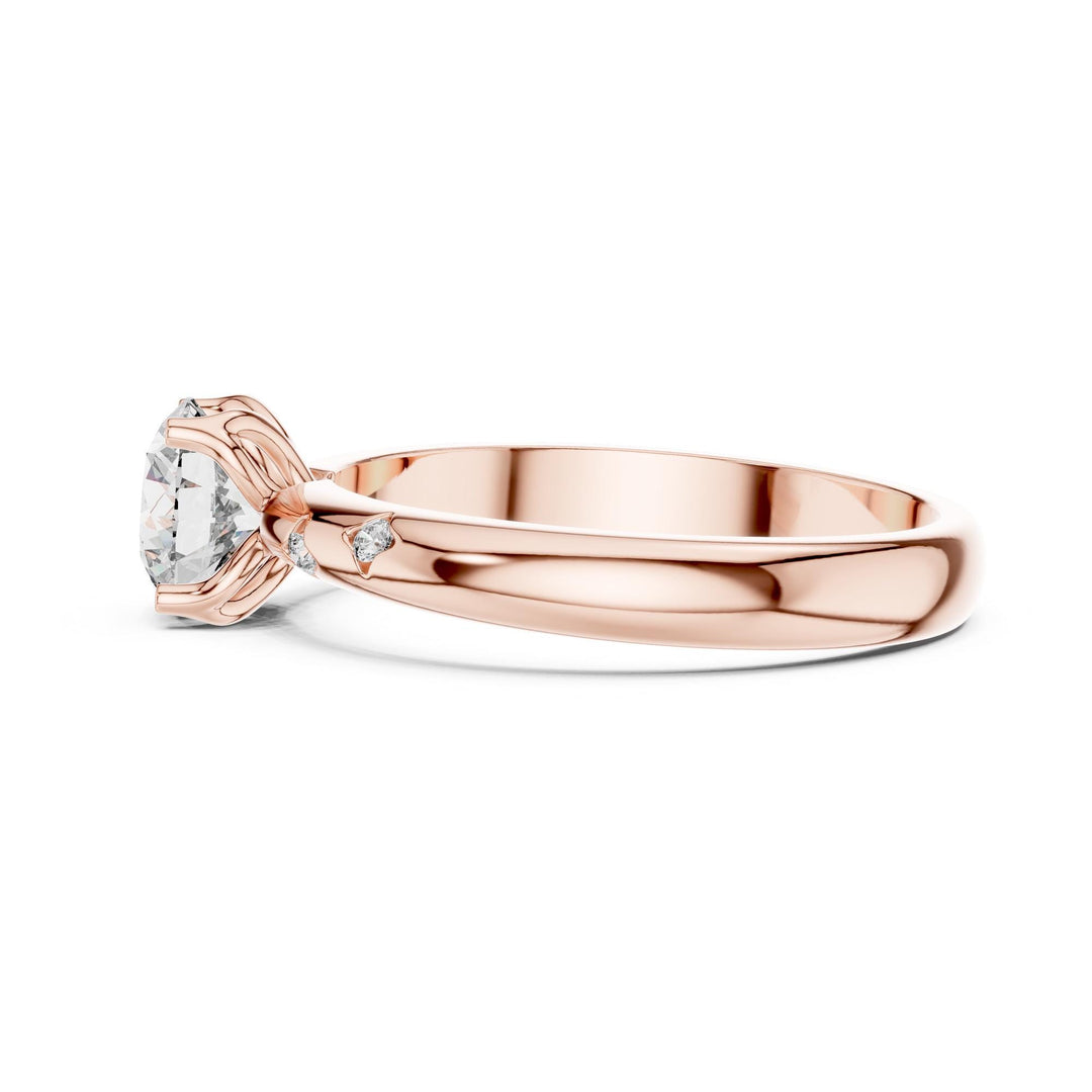 Round Cut Lab Grown Diamond Solitaire Ring, 0.89ct Total, Solid Gold