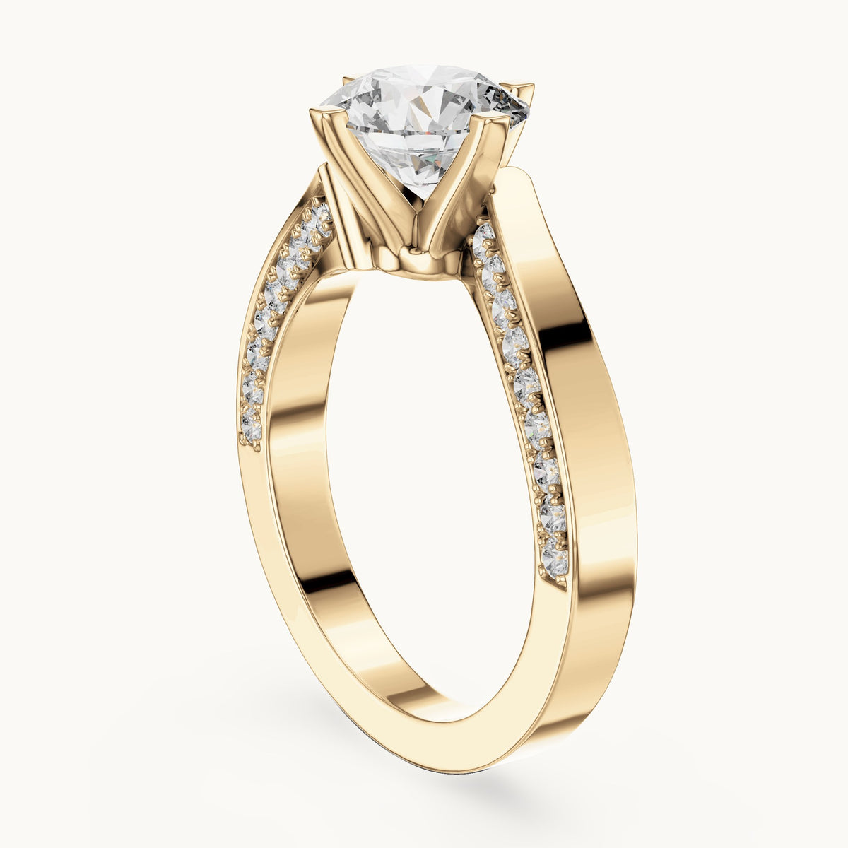 Round cut lab-grown diamond solitaire ring in 14K yellow gold, 1.93 CT TW, view 2