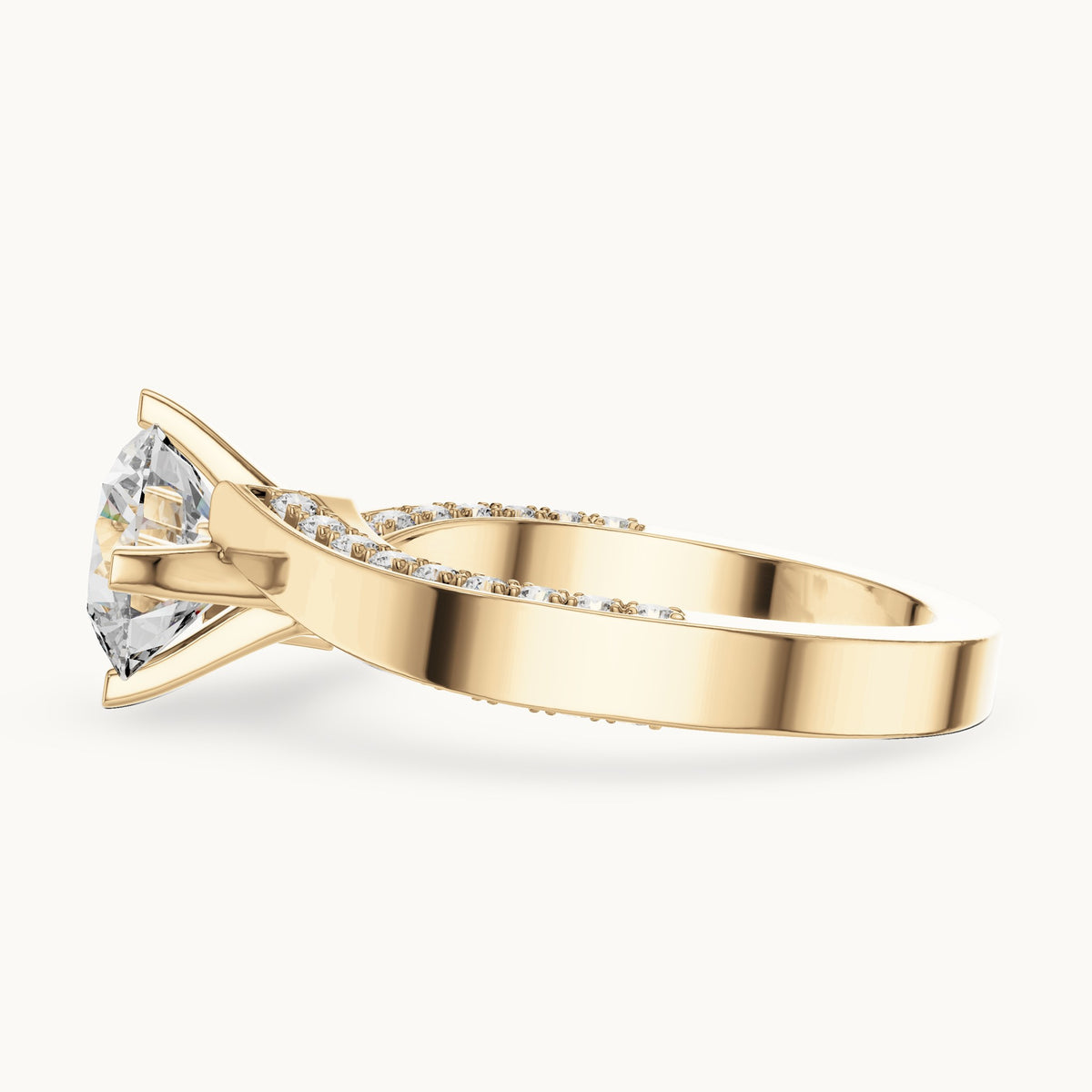Round cut lab-grown diamond solitaire ring in 14K yellow gold, 1.93 CT TW, view 3