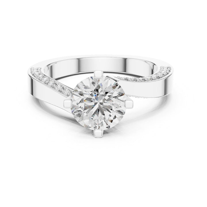 Round Cut Lab Grown Diamond Solitaire Ring, 1.93ct Total, Solid Gold