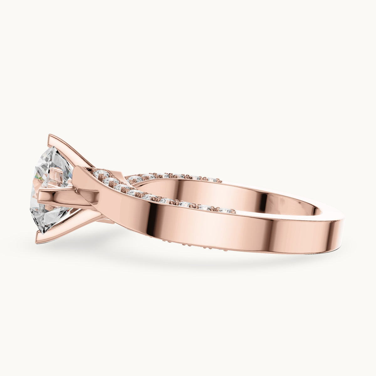 Round cut lab-grown diamond solitaire ring in 14K rose gold, 1.93 CT TW, view 2