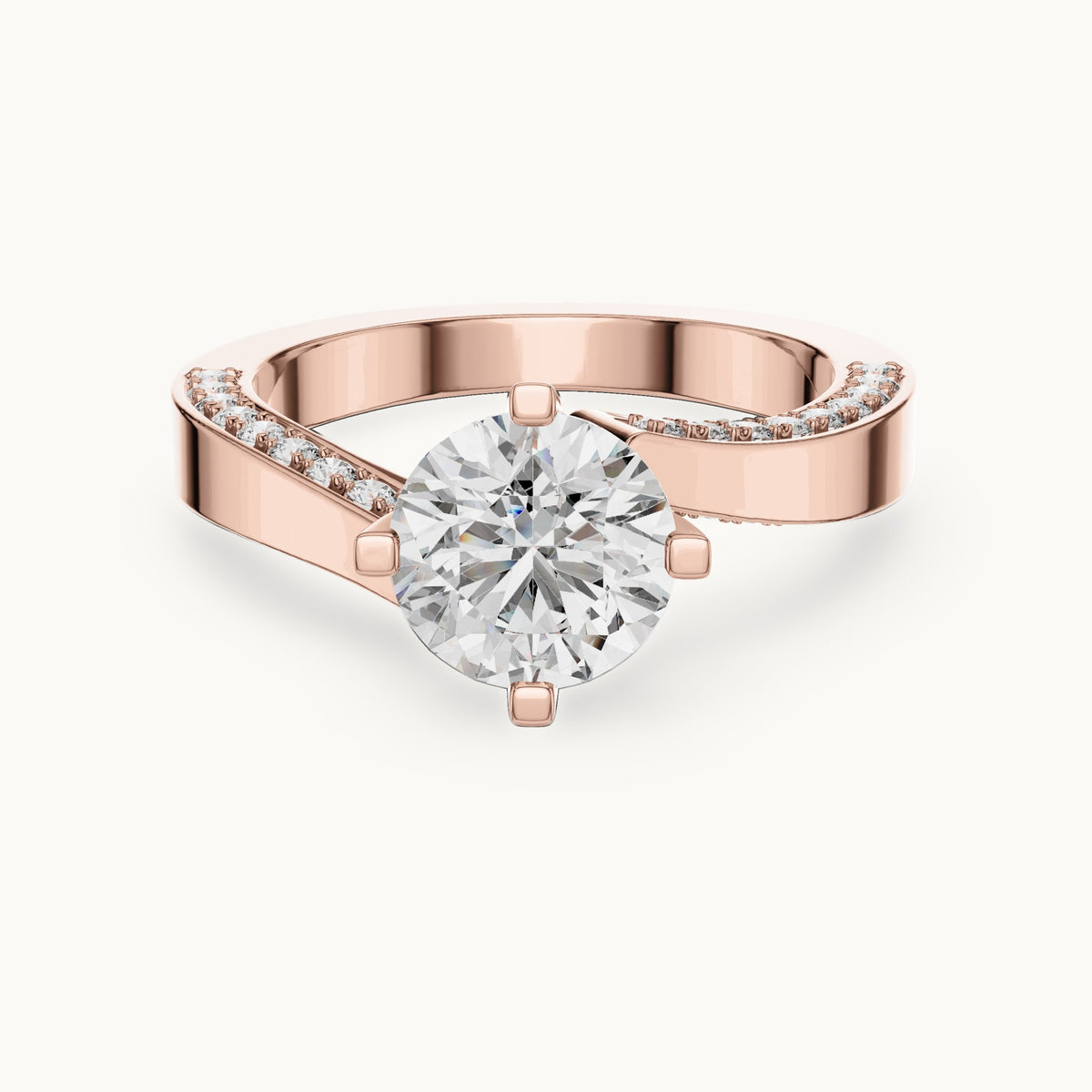 Round cut lab-grown diamond solitaire ring in 14K rose gold, 1.93 CT TW, view 3