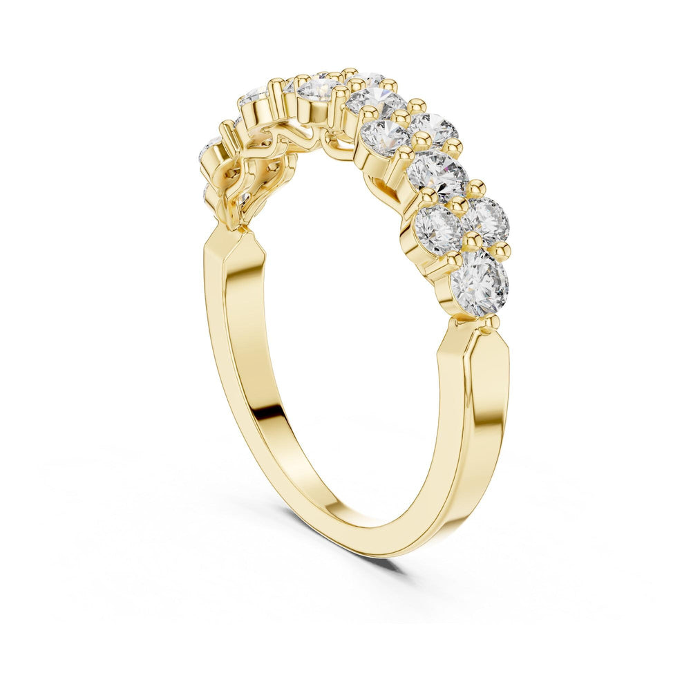Round Cut Lab Grown Diamond Half Eternity Band, 0.93ct Total, Solid Gold
