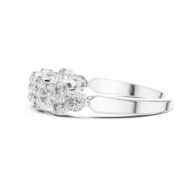 Round Cut Lab Grown Diamond Half Eternity Band, 0.93ct Total, Solid Gold