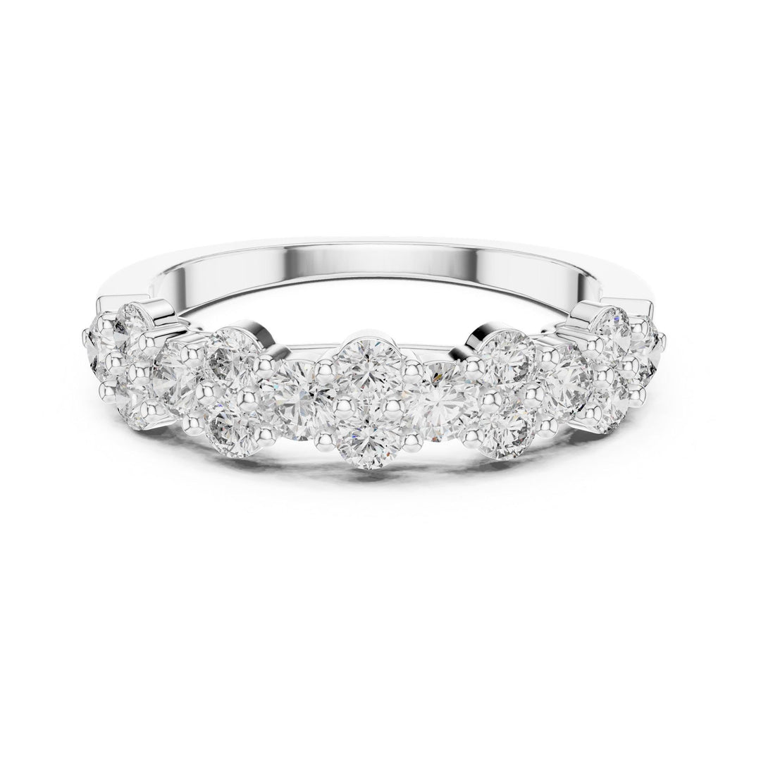 Round Cut Lab Grown Diamond Half Eternity Band, 0.93ct Total, Solid Gold