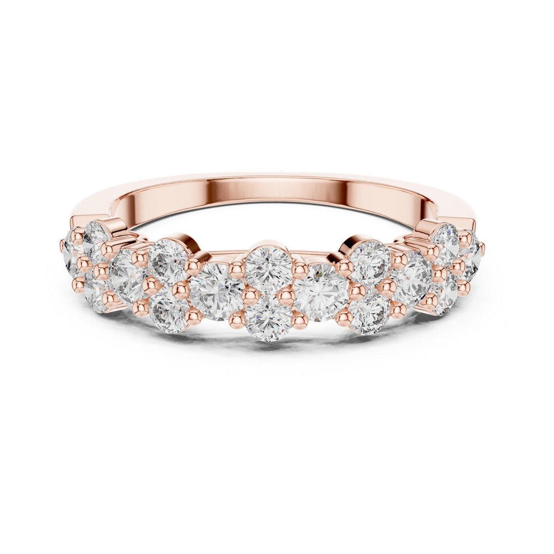 Round Cut Lab Grown Diamond Half Eternity Band, 0.93ct Total, Solid Gold
