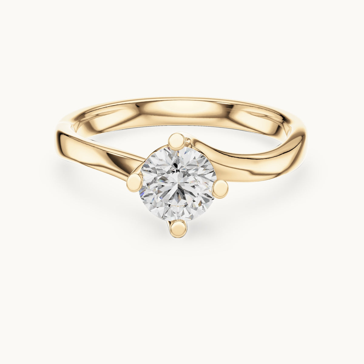 Round cut lab-grown diamond solitaire ring in 14K yellow gold, 0.50 CT TW, view 1