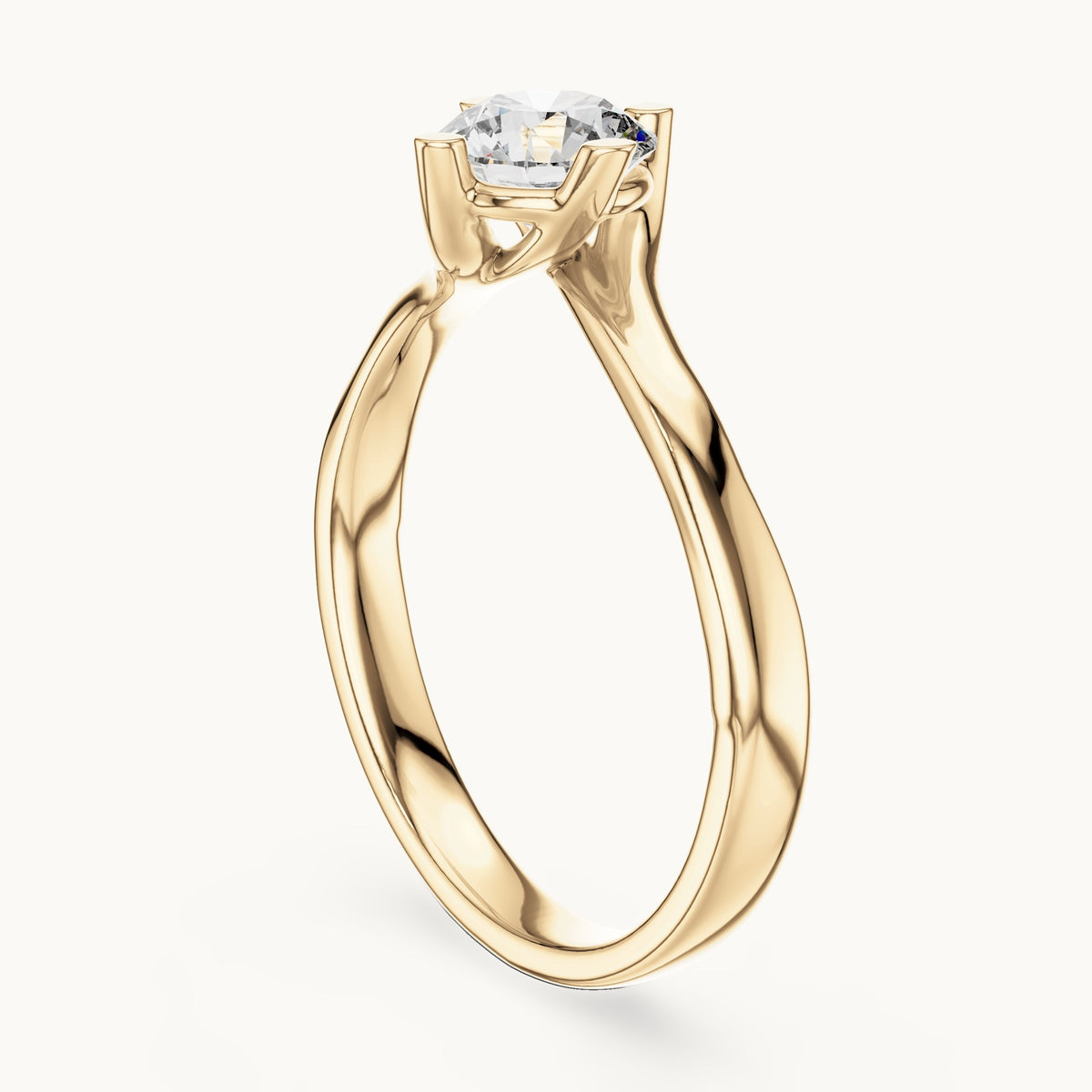 Round cut lab-grown diamond solitaire ring in 14K yellow gold, 0.50 CT TW, view 2