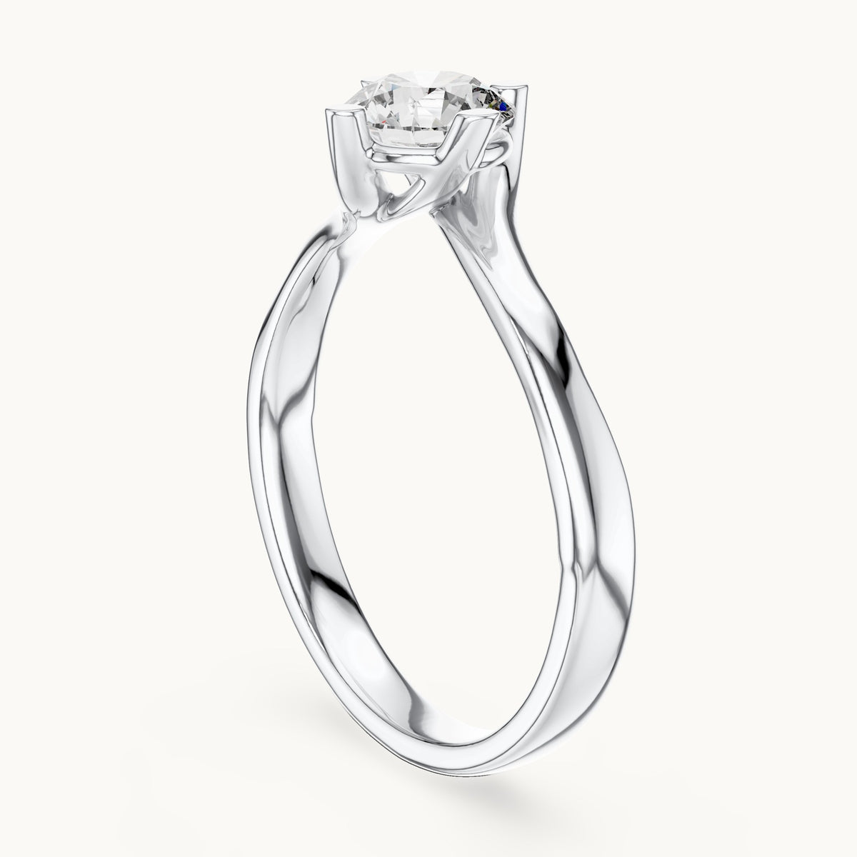 Round cut lab-grown diamond solitaire ring in 14K white gold, 0.50 CT TW, view 1
