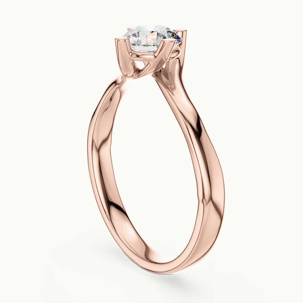 Round cut lab-grown diamond solitaire ring in 14K rose gold, 0.50 CT TW, view 1
