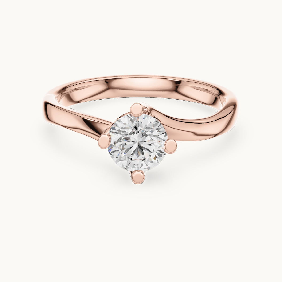 Round cut lab-grown diamond solitaire ring in 14K rose gold, 0.50 CT TW, view 3