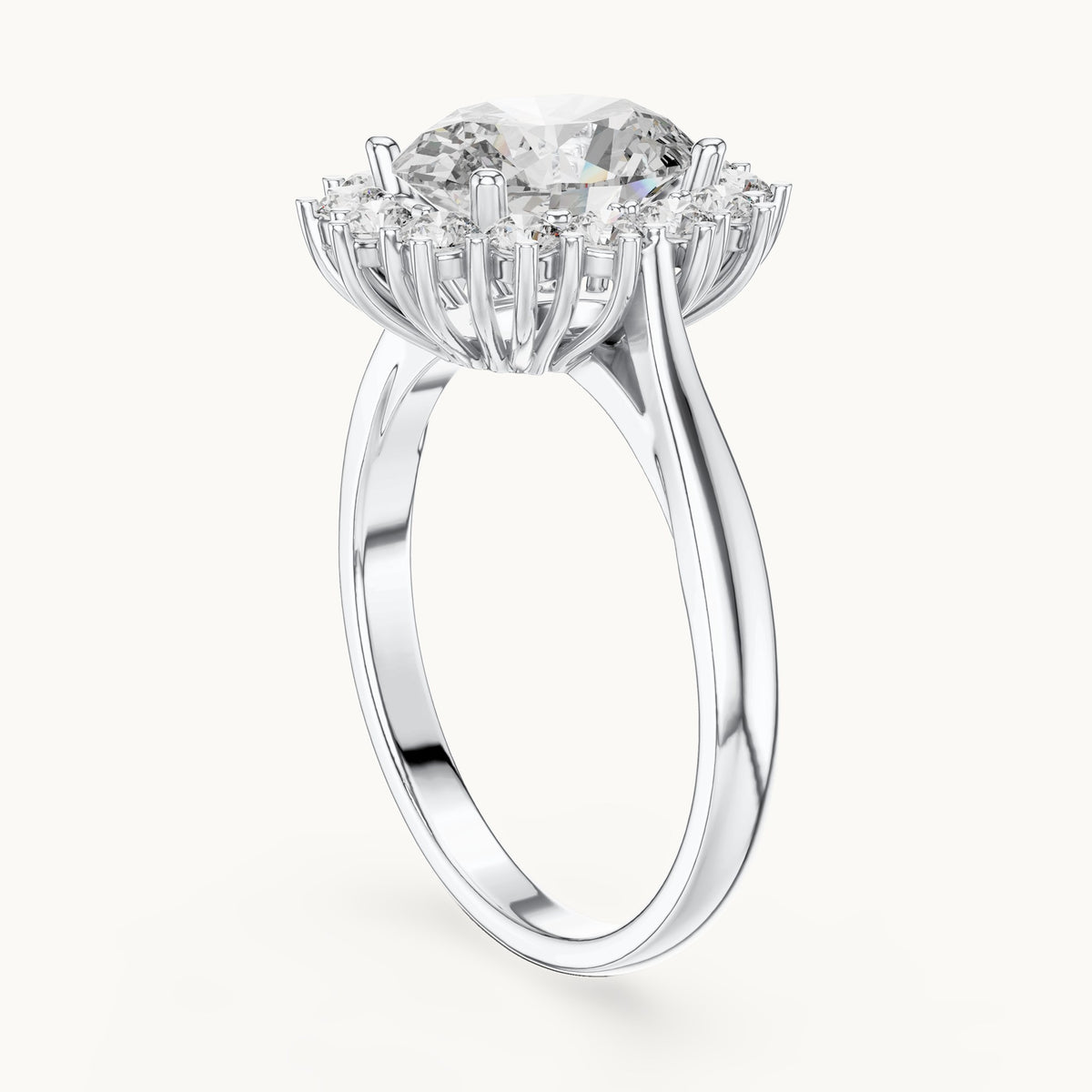 Oval cut lab-grown diamond solitaire ring in 14K white gold, 2.56 CT TW, view 1