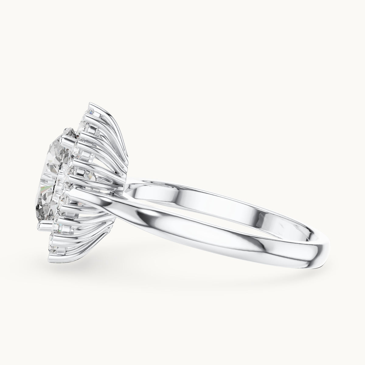 Oval cut lab-grown diamond solitaire ring in 14K white gold, 2.56 CT TW, view 2