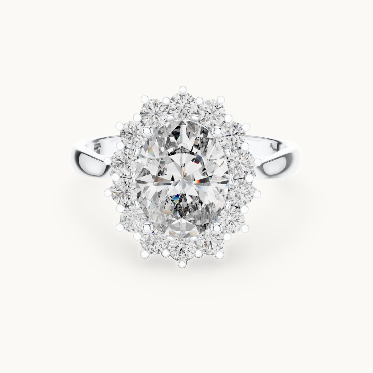 Oval cut lab-grown diamond solitaire ring in 14K white gold, 2.56 CT TW, view 3