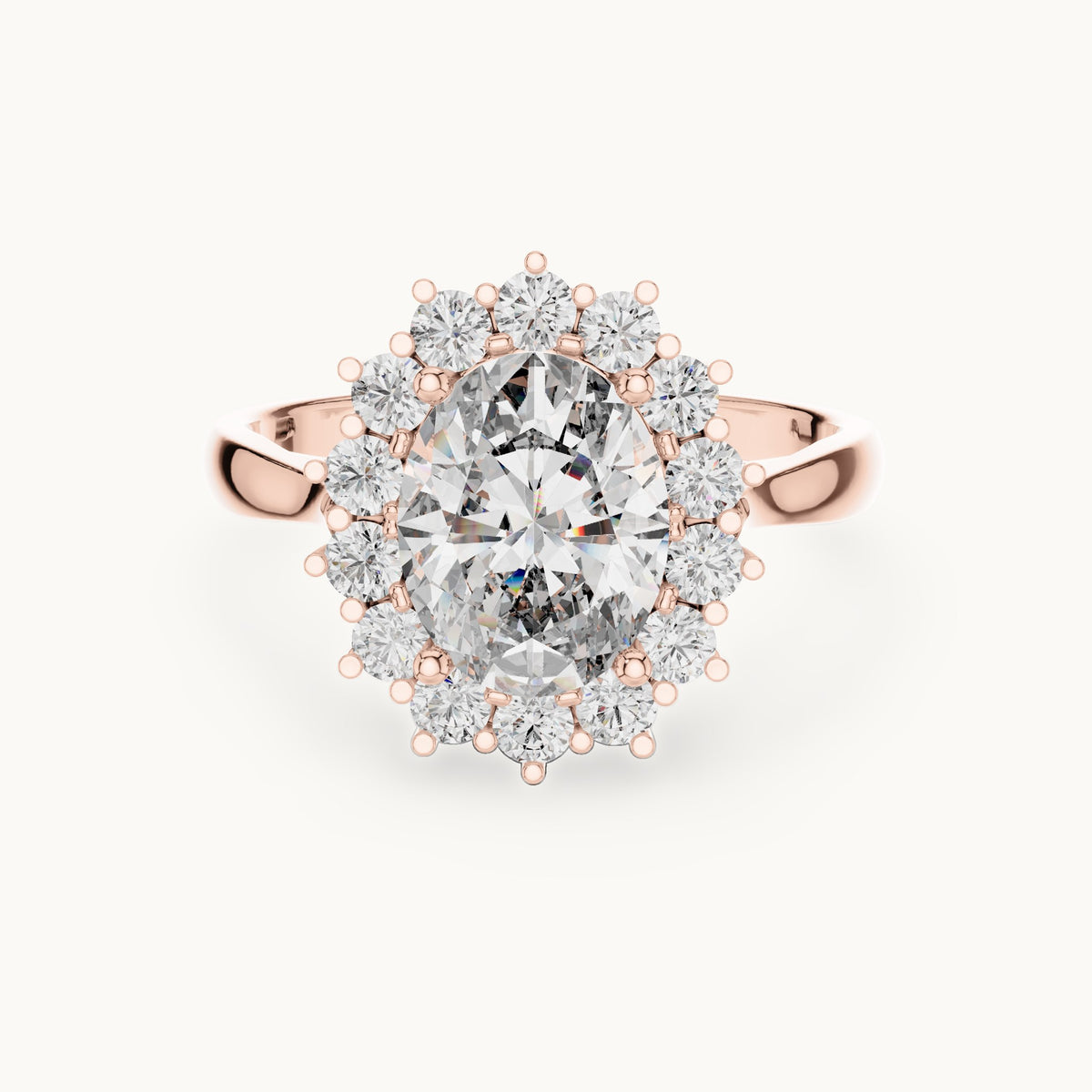 Oval cut lab-grown diamond solitaire ring in 14K rose gold, 2.56 CT TW, view 3
