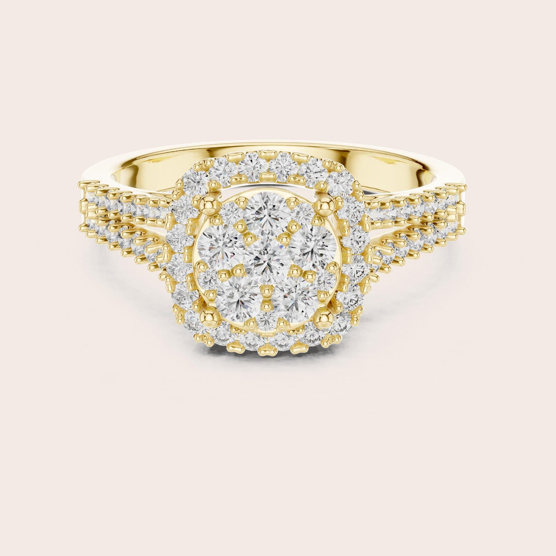Round Cut Lab Grown Diamond Half Eternity Band, 0.82ct Total, Solid Gold