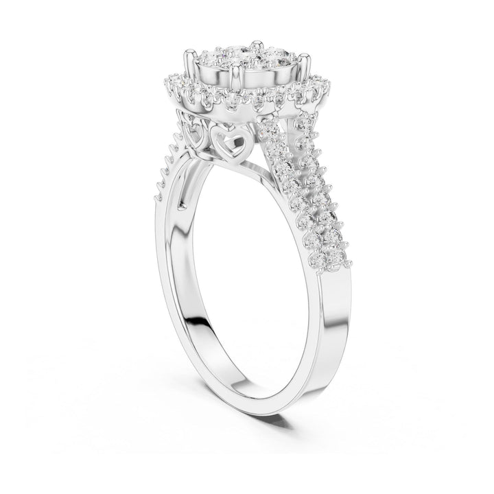 Round Cut Lab Grown Diamond Half Eternity Band, 0.82ct Total, Solid Gold