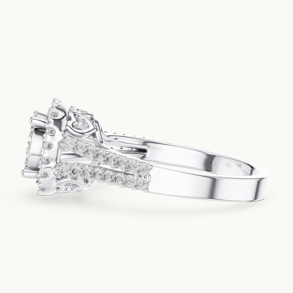 Round cut lab-grown diamond half eternity band in 14K white gold, 0.82 CT TW, view 2