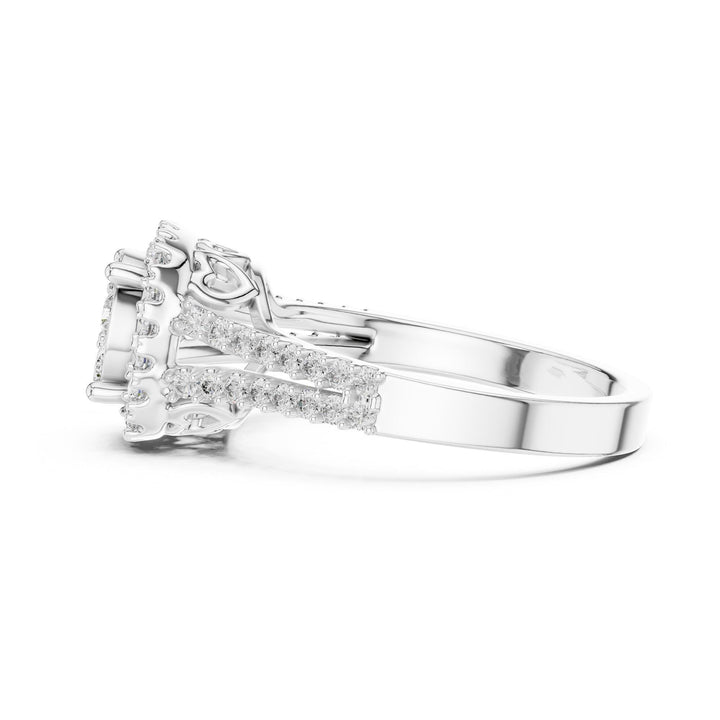 Round Cut Lab Grown Diamond Half Eternity Band, 0.82ct Total, Solid Gold