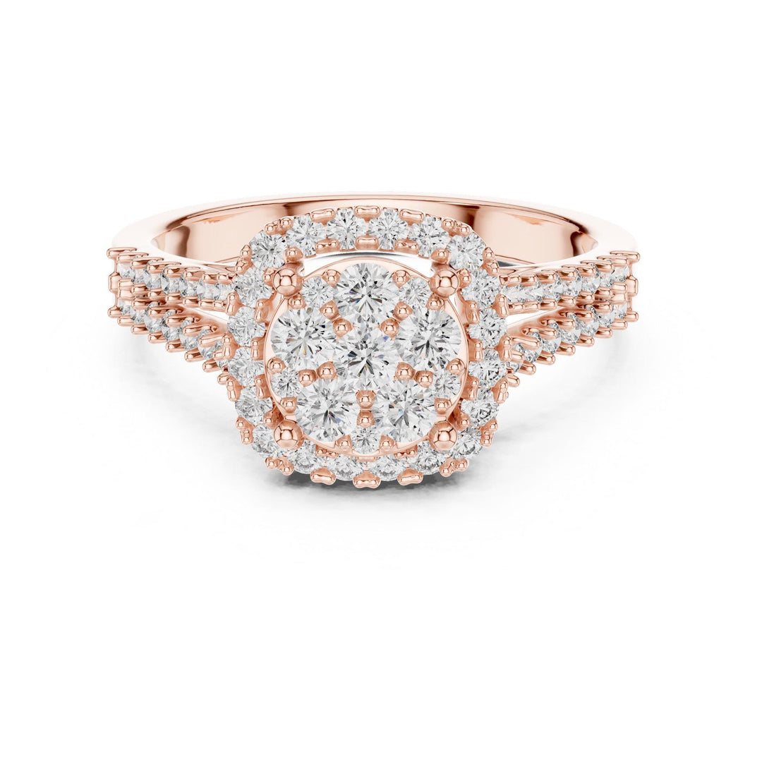 Round Cut Lab Grown Diamond Half Eternity Band, 0.82ct Total, Solid Gold
