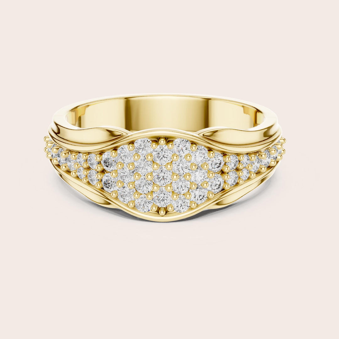 Round Cut Lab Grown Diamond Cluster Ring, 0.49ct Total, Solid Gold