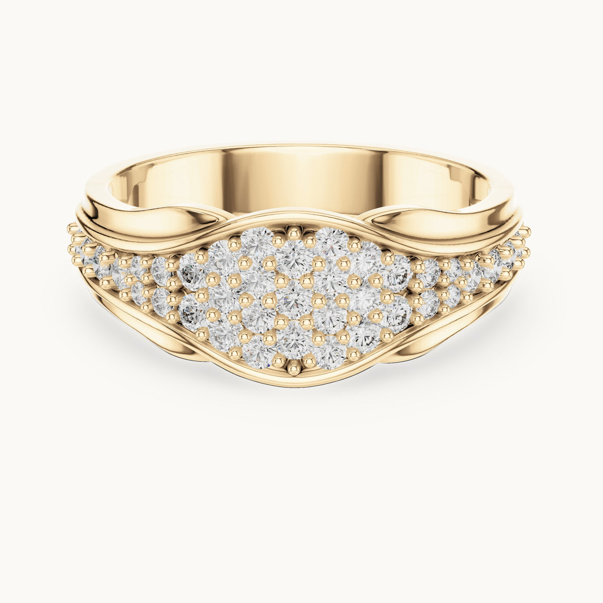 Round cut lab-grown diamond cluster ring in 14K yellow gold, 0.49 CT TW, view 1