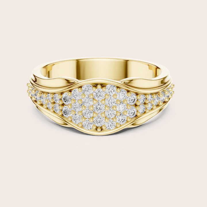 Round Cut Lab Grown Diamond Cluster Ring, 0.49ct Total, Solid Gold