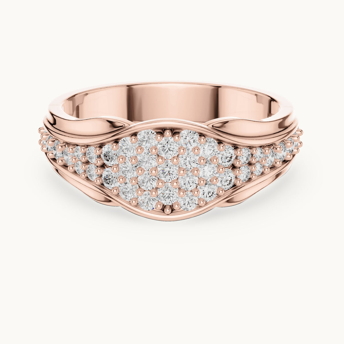 Round cut lab-grown diamond cluster ring in 14K rose gold, 0.49 CT TW, view 3