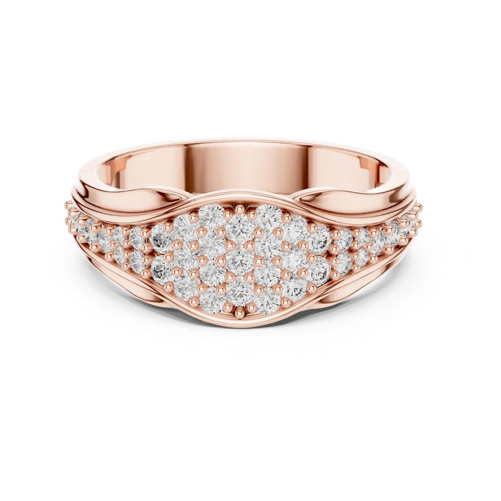 Round Cut Lab Grown Diamond Cluster Ring, 0.49ct Total, Solid Gold