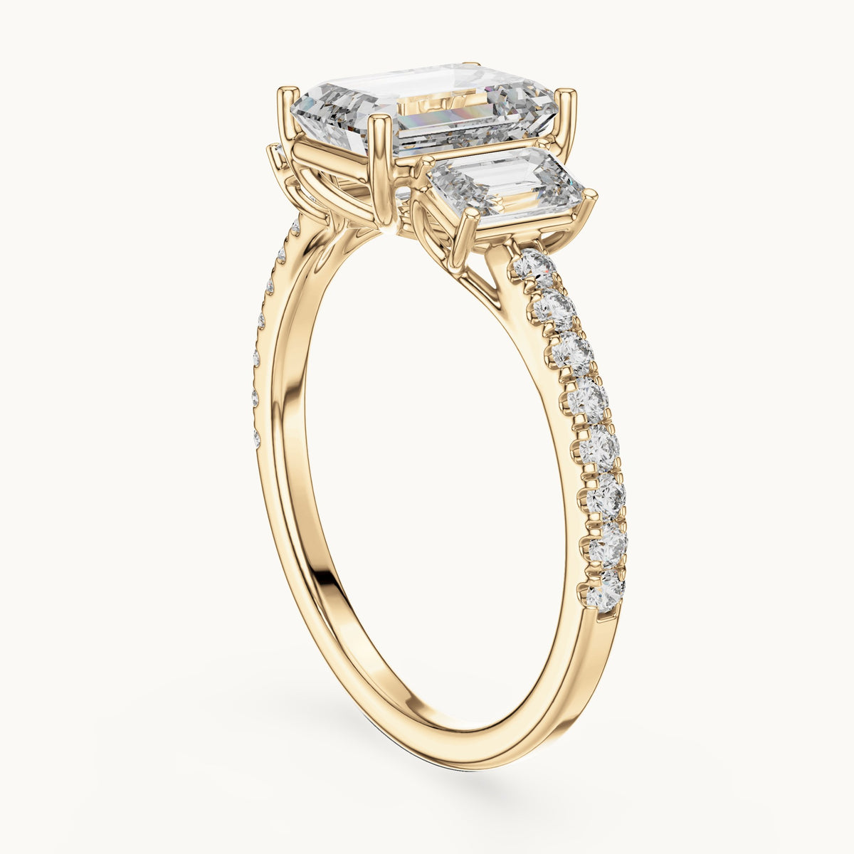 Emerald cut lab-grown diamond solitaire ring in 14K yellow gold, 2.54 CT TW, view 2