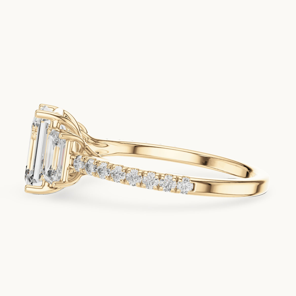 Emerald cut lab-grown diamond solitaire ring in 14K yellow gold, 2.54 CT TW, view 3