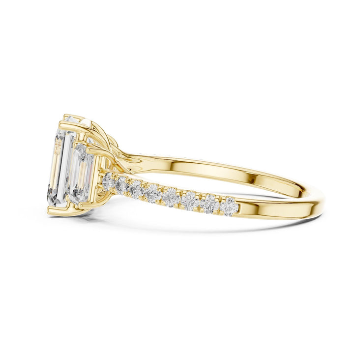 Emerald Cut Lab Grown Diamond Solitaire Ring, 2.54ct Total, Solid Gold