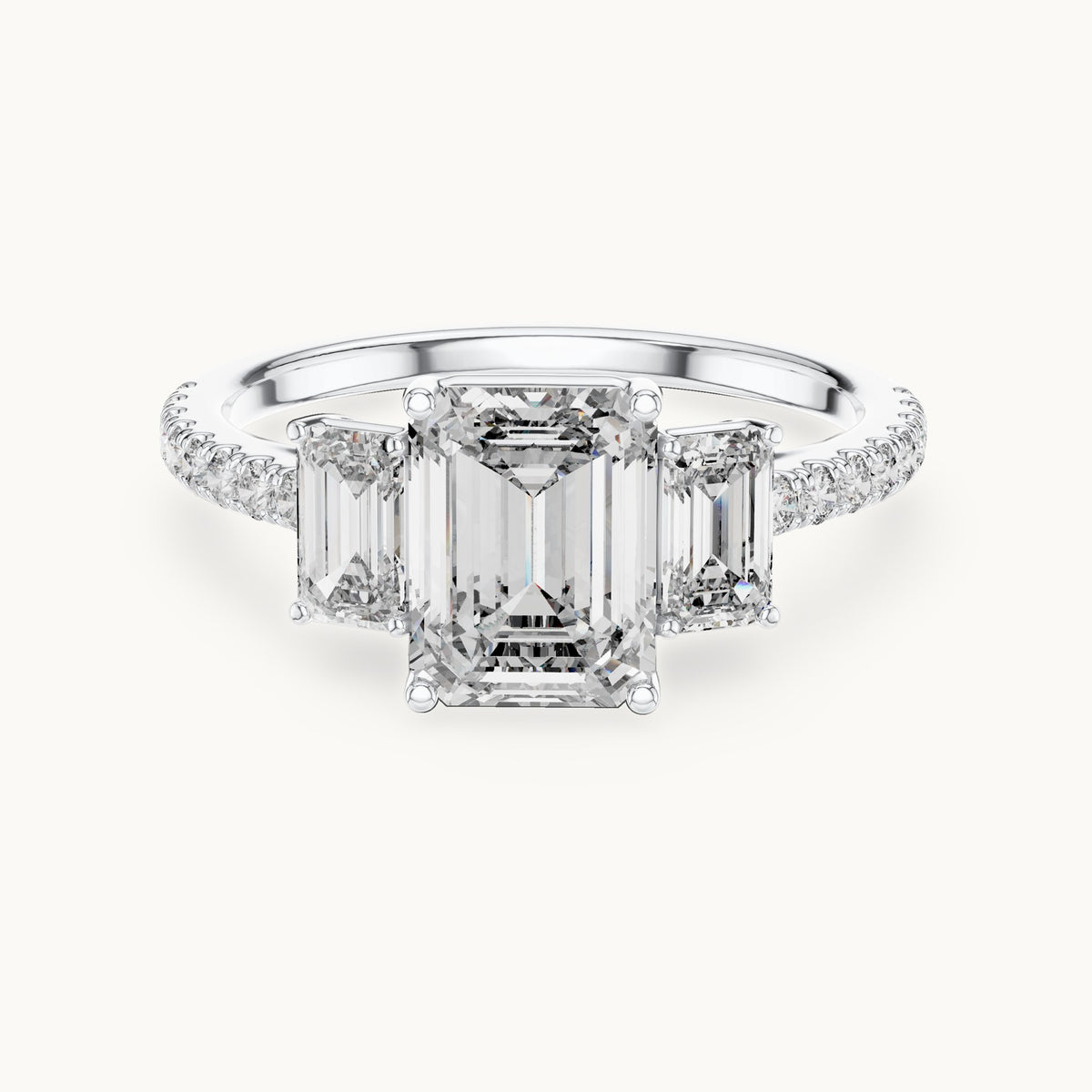 Emerald cut lab-grown diamond solitaire ring in 14K white gold, 2.54 CT TW, view 3