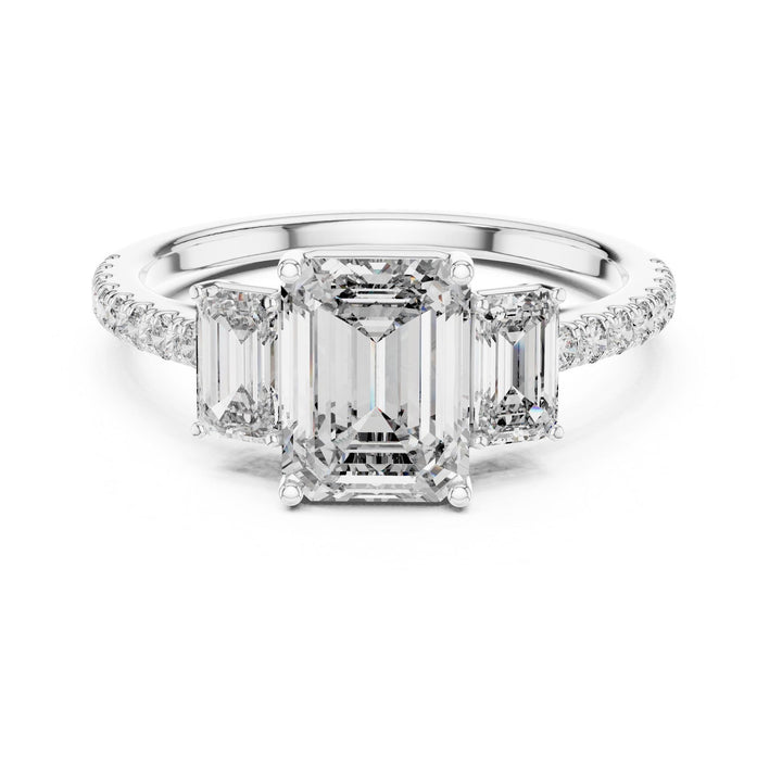 Emerald Cut Lab Grown Diamond Solitaire Ring, 2.54ct Total, Solid Gold