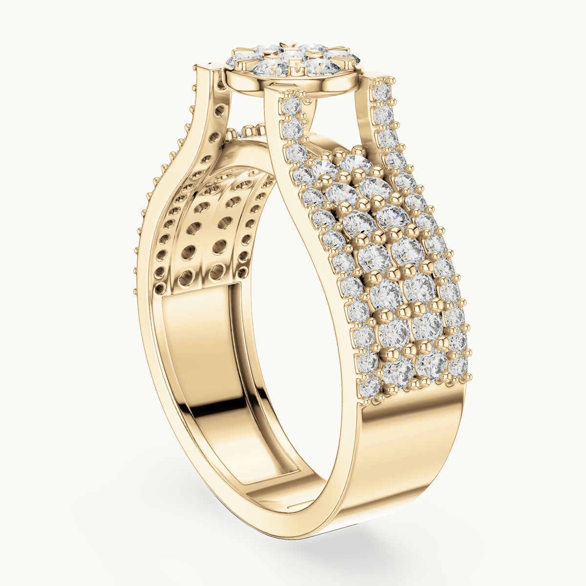 Round cut lab-grown diamond half eternity band in 14K yellow gold, 1.00 CT TW, view 2