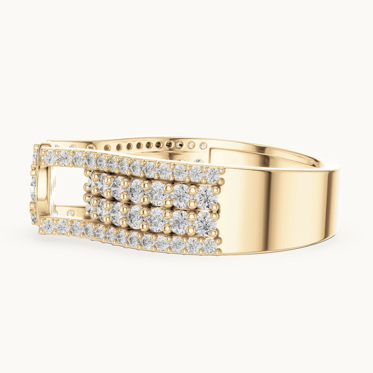 Round cut lab-grown diamond half eternity band in 14K yellow gold, 1.00 CT TW, view 3