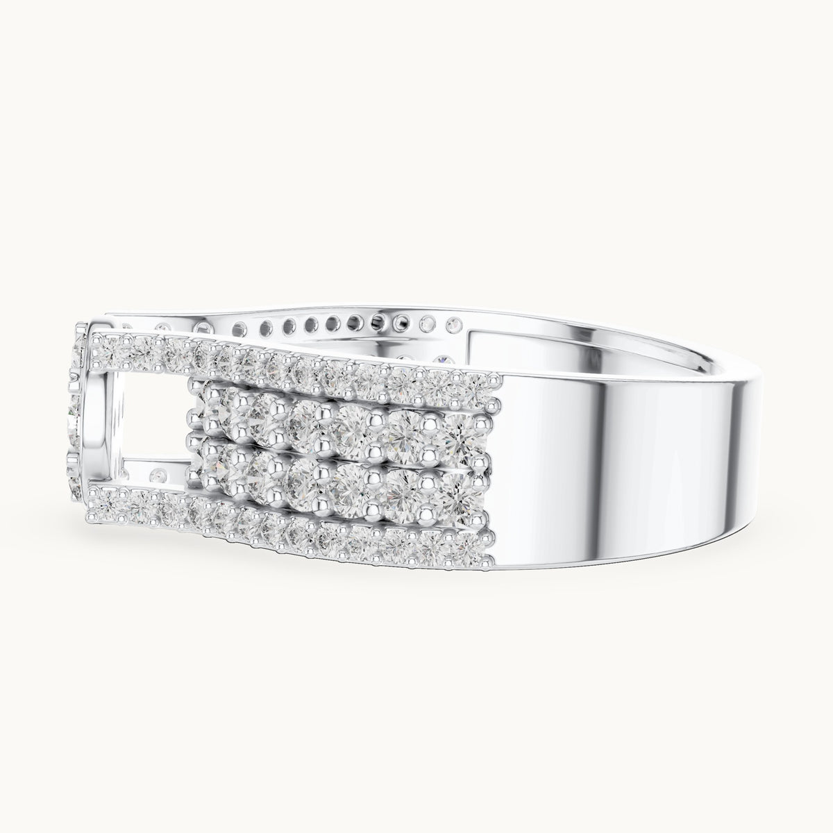 Round cut lab-grown diamond half eternity band in 14K white gold, 1.00 CT TW, view 2