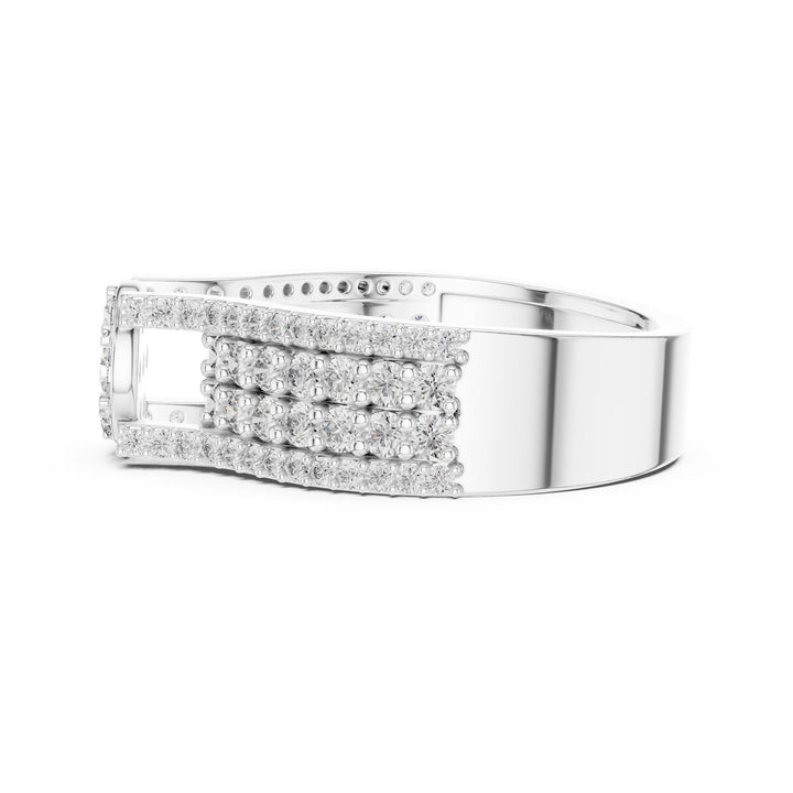 Round Cut Lab Grown Diamond Half Eternity Band, 1.00ct Total, Solid Gold