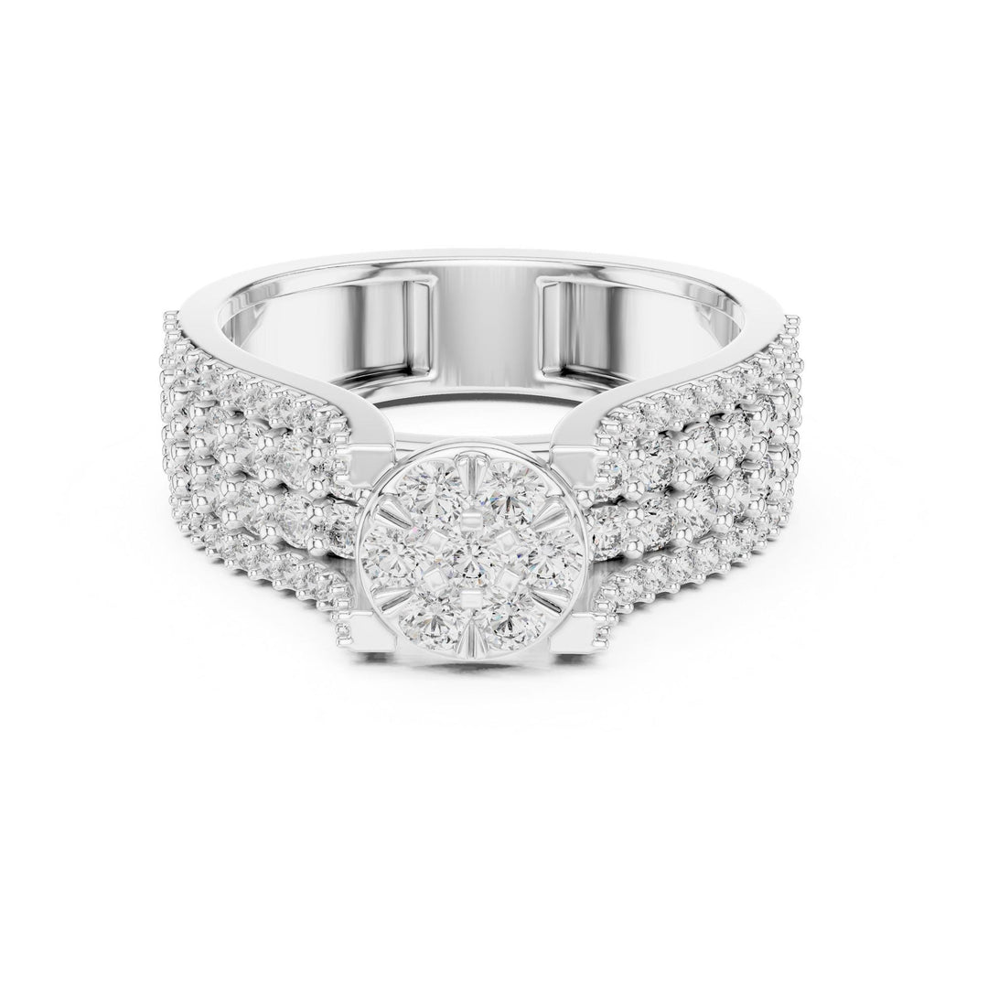 Round Cut Lab Grown Diamond Half Eternity Band, 1.00ct Total, Solid Gold