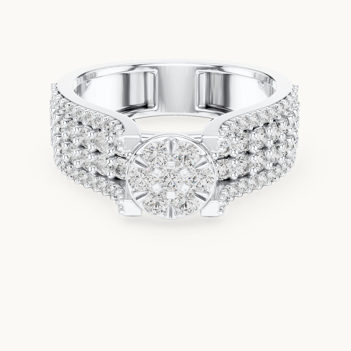 Round cut lab-grown diamond half eternity band in 14K white gold, 1.00 CT TW, view 3