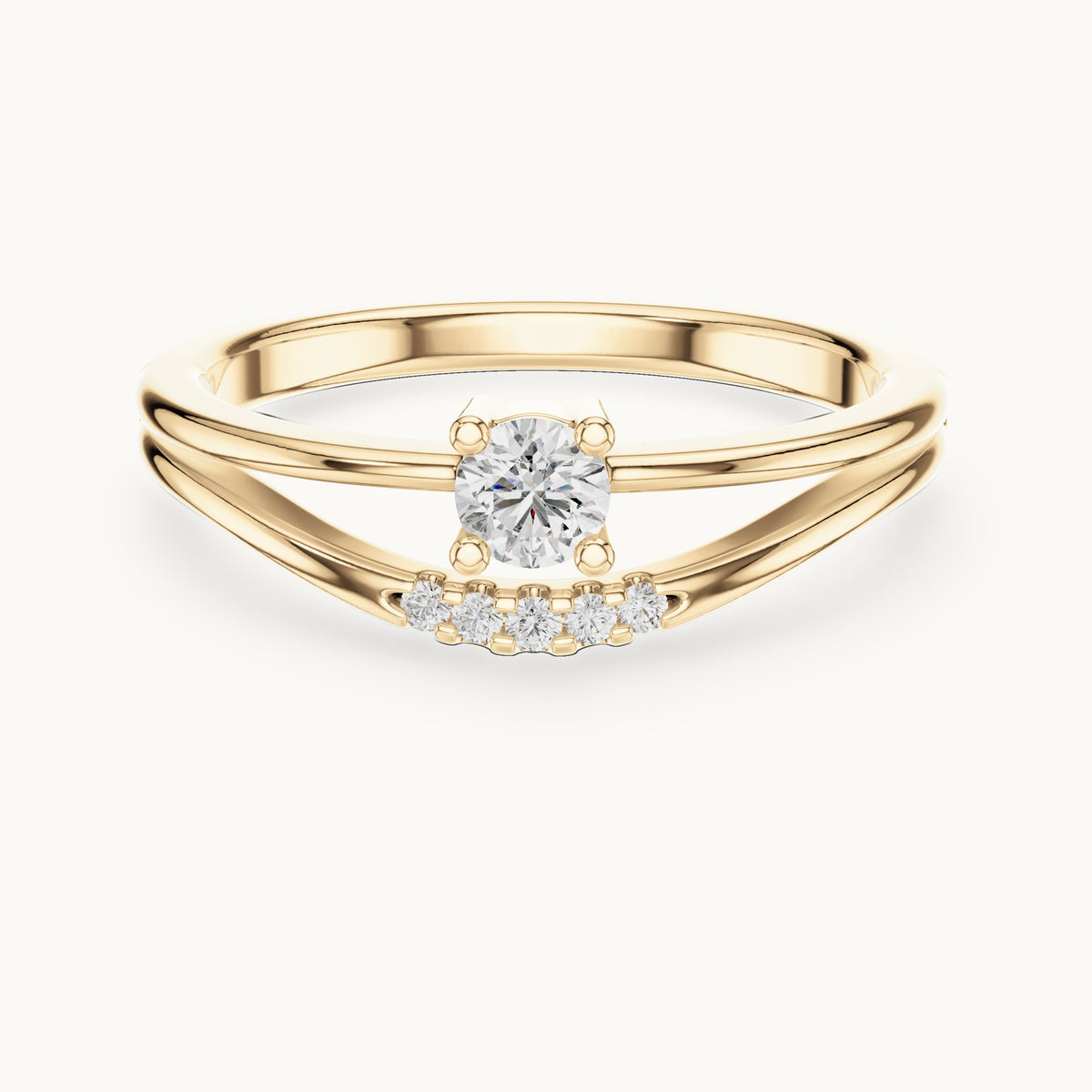 Round cut lab-grown diamond cluster ring in 14K yellow gold, 0.18 CT TW, view 1