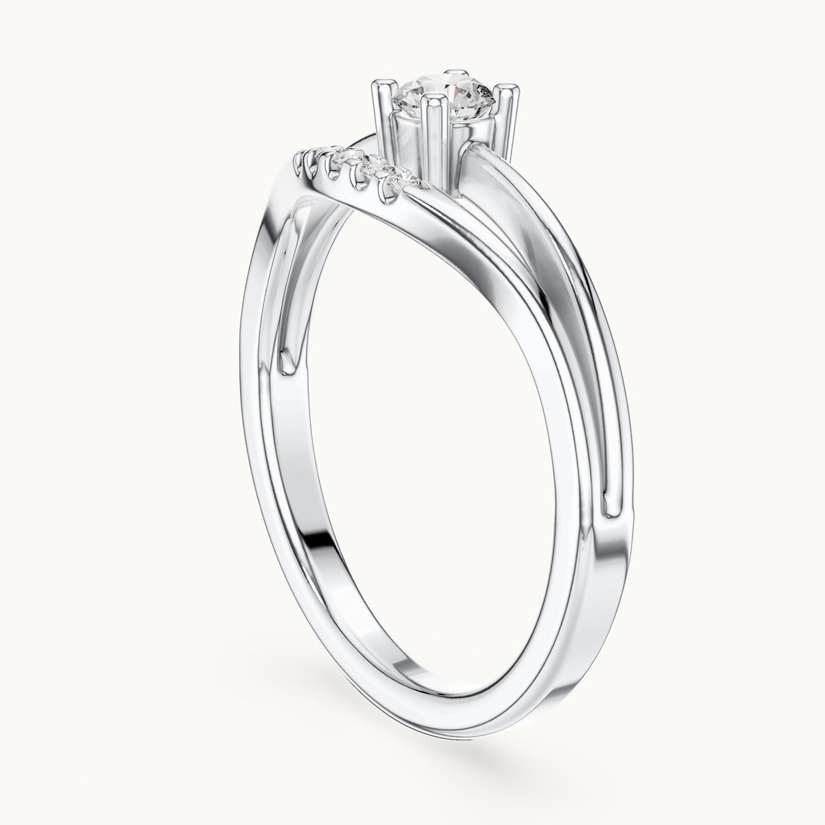Round cut lab-grown diamond cluster ring in 14K white gold, 0.18 CT TW, view 1