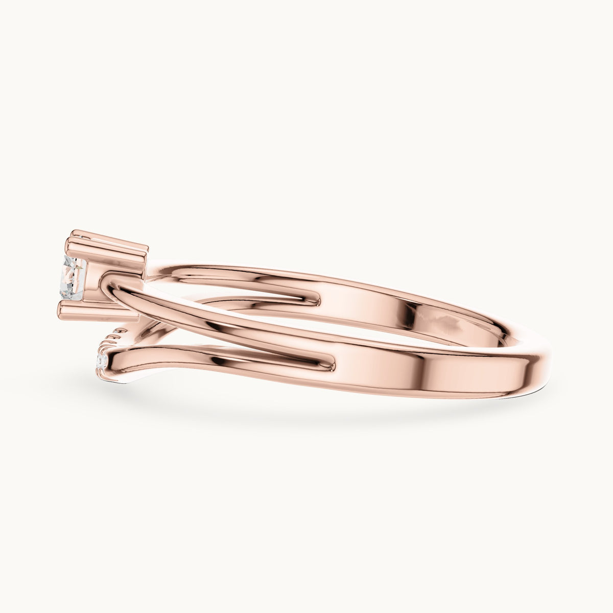 Round cut lab-grown diamond cluster ring in 14K rose gold, 0.18 CT TW, view 2