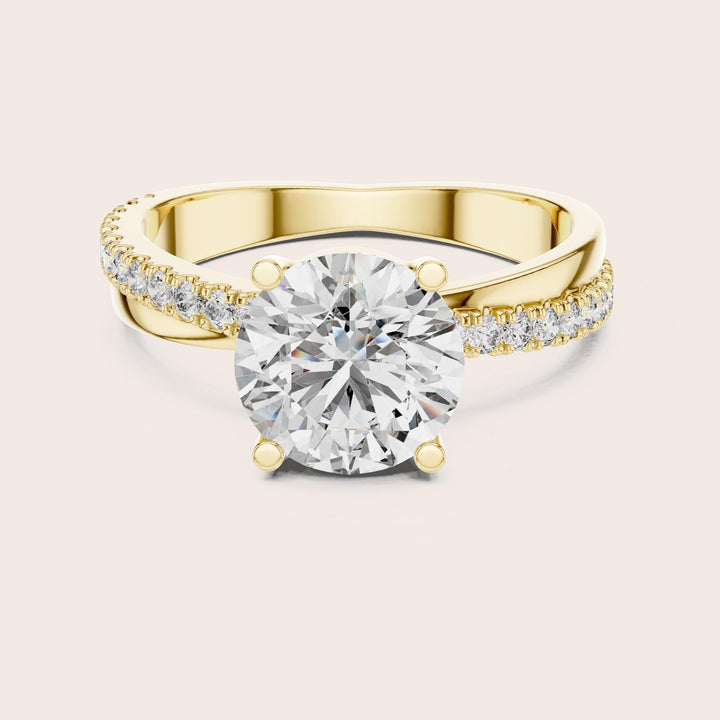Round Cut Lab Grown Diamond Solitaire Ring, 2.41ct Total, Solid Gold