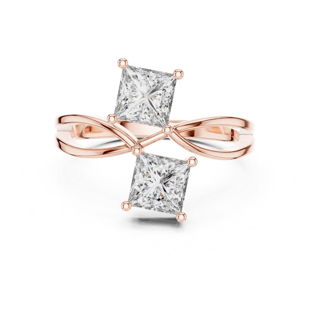 Princess Cut Lab Grown Diamond Cluster Ring, 1.30ct Total, Solid Gold
