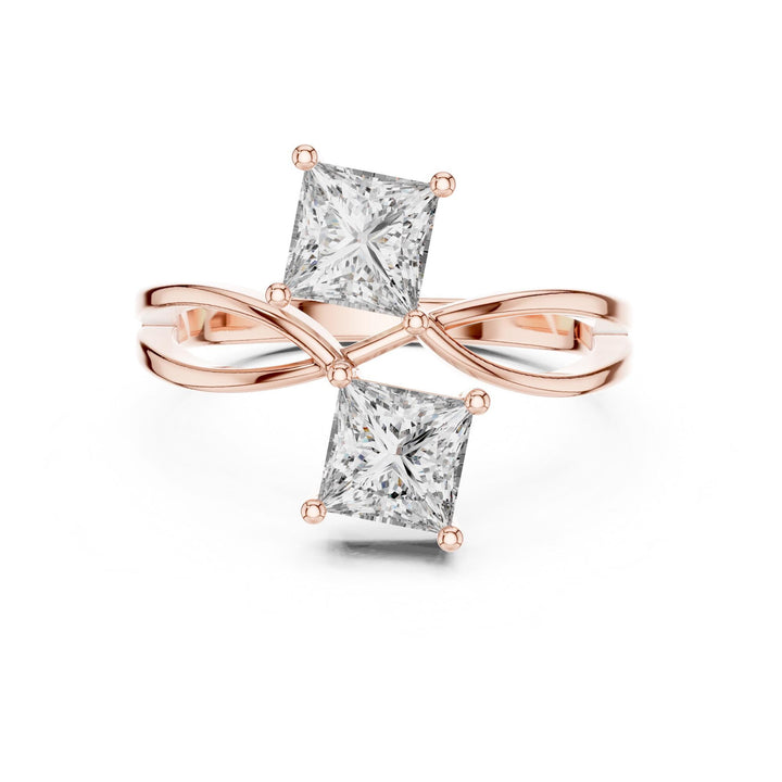 Princess Cut Lab Grown Diamond Cluster Ring, 1.30ct Total, Solid Gold