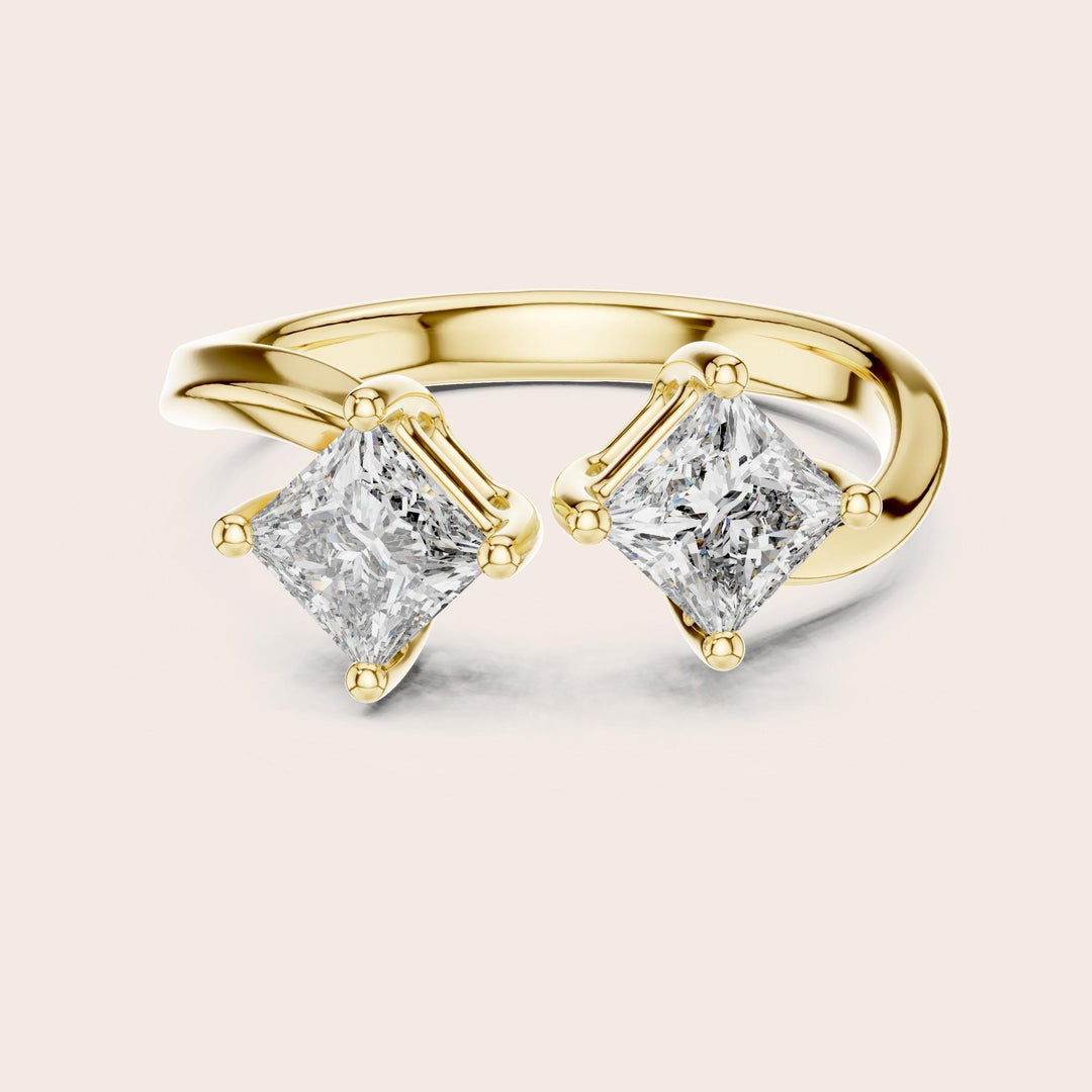 Princess Cut Lab Grown Diamond Cluster Ring, 0.90ct Total, Solid Gold