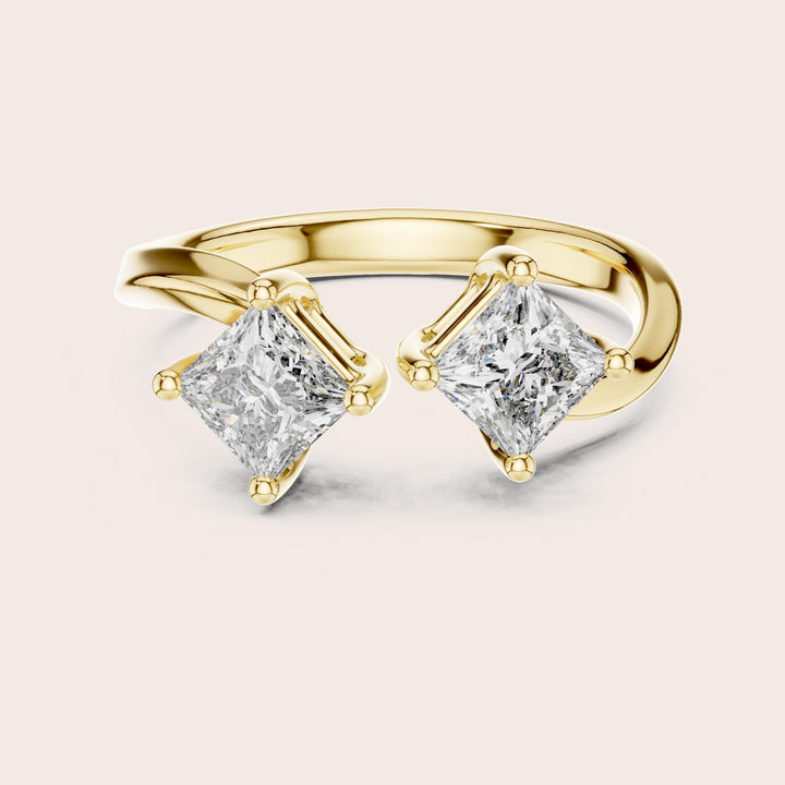 Princess Cut Lab Grown Diamond Cluster Ring, 0.90ct Total, Solid Gold